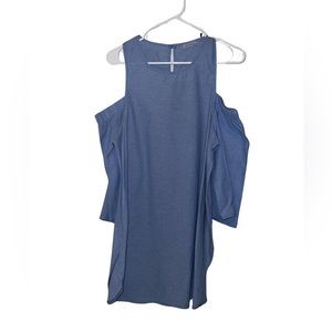 Goldspark Denim Cold Shoulder Bell Sleeve Dress